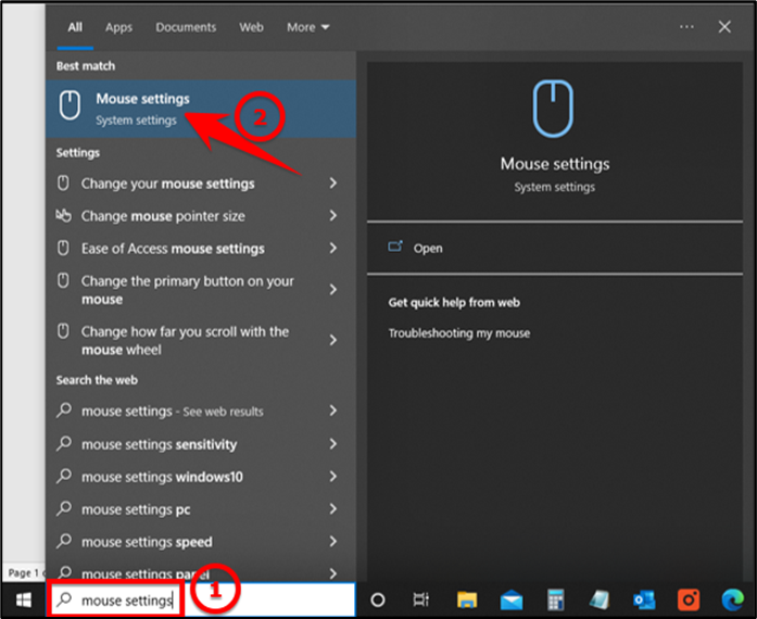 turn off windows mouse acceleration windows 10